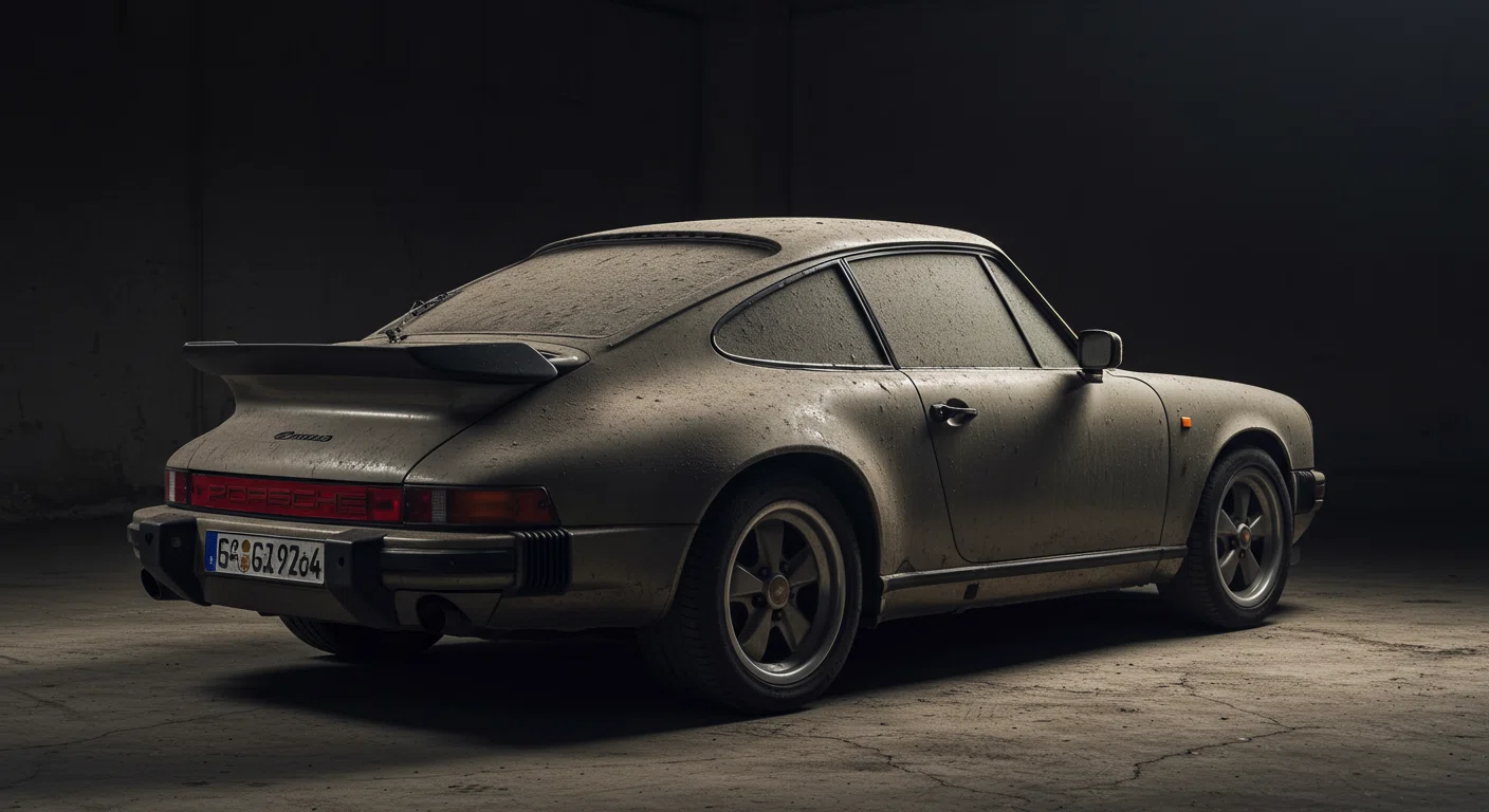 レストア前のホコリをかぶったポルシェ930ターボの状態