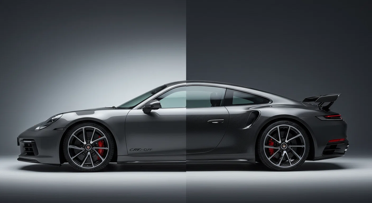 RUFとポルシェの車両を並べた比較画像 外観の微妙な違いが分かる