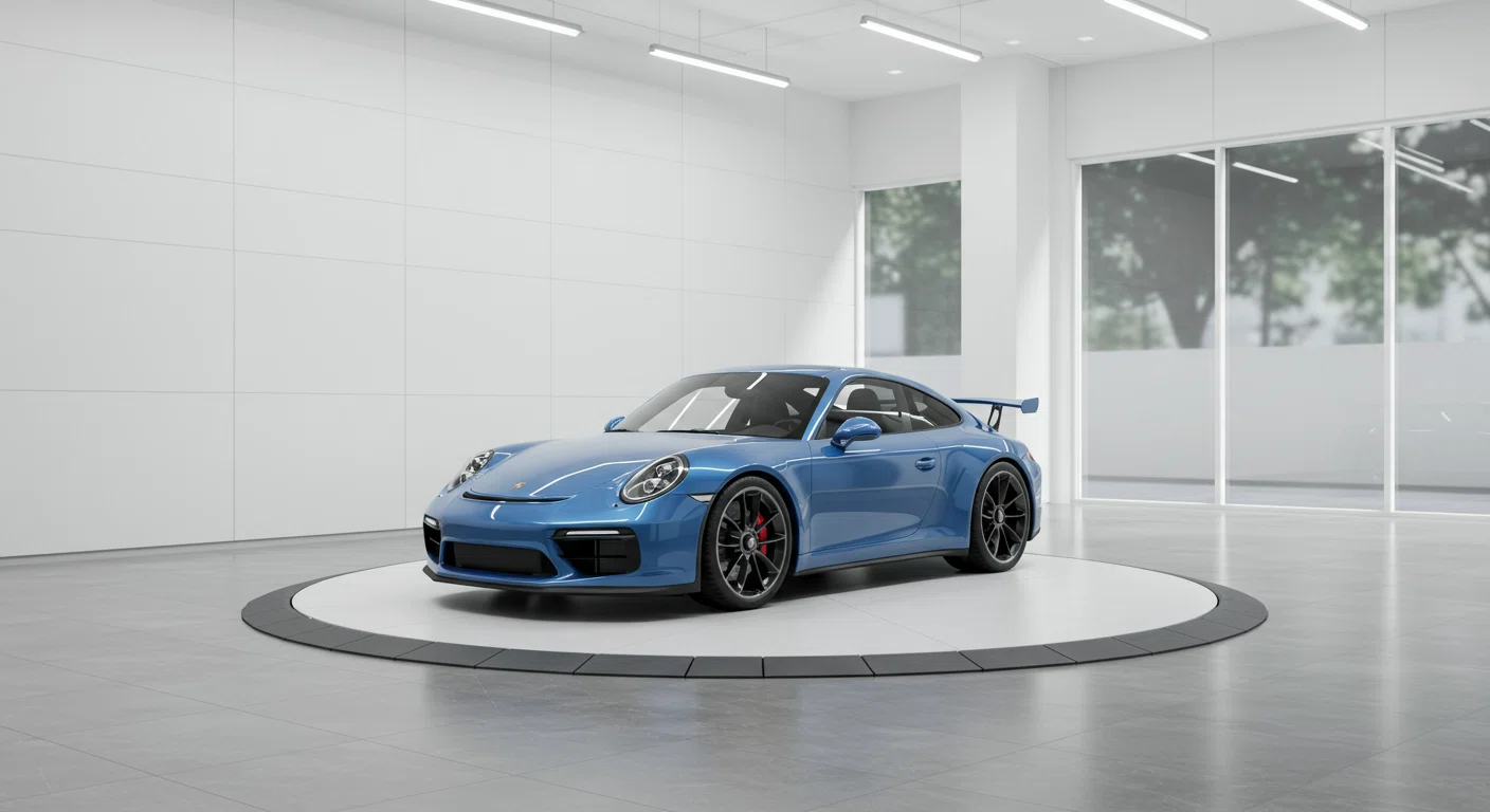 ポルシェディーラーのショールームに展示されているポルシェ911 GT3