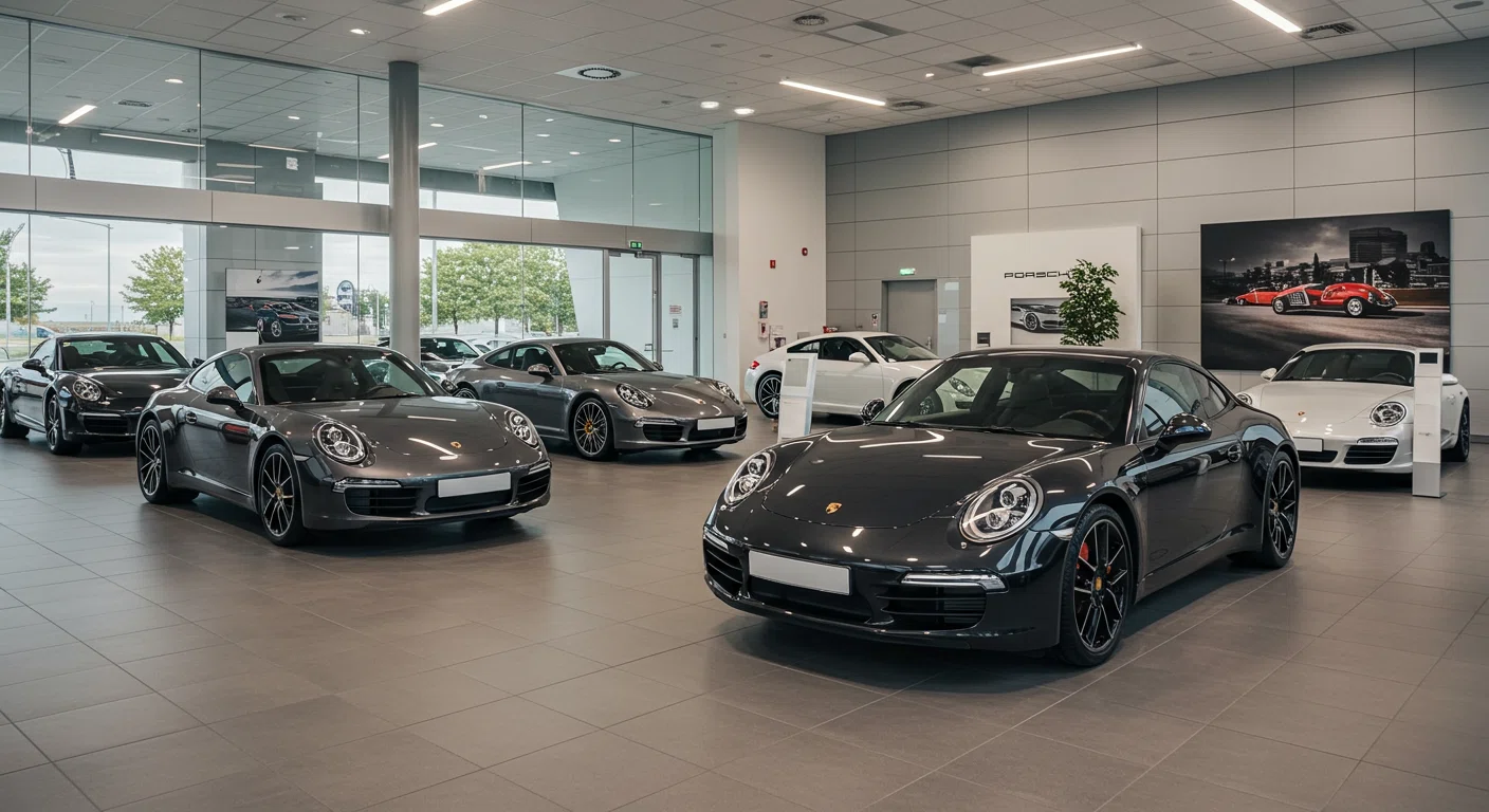 ポルシェ認定中古車の展示風景