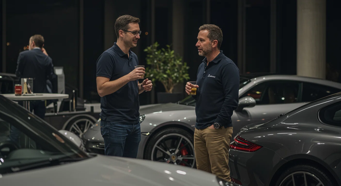 ポルシェオーナーの会話シーン