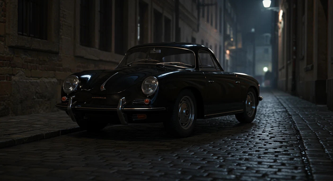 夜の路地に佇む黒のポルシェ356A,名探偵コナン,ジン,ポルシェ,356A