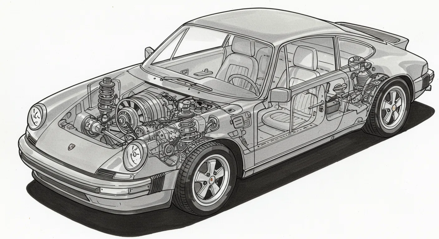 ポルシェ911のRR駆動方式の構造図