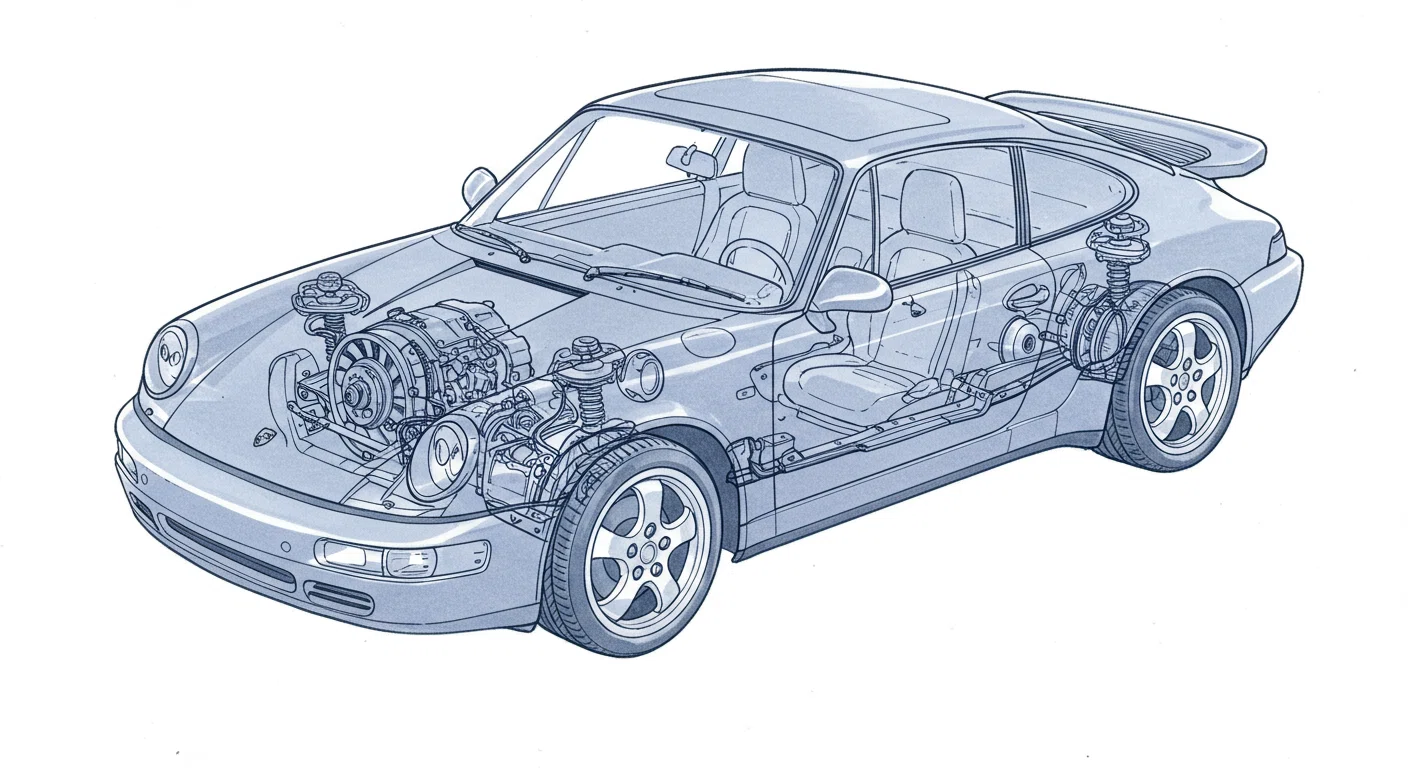 ポルシェ911のRR駆動方式の図解