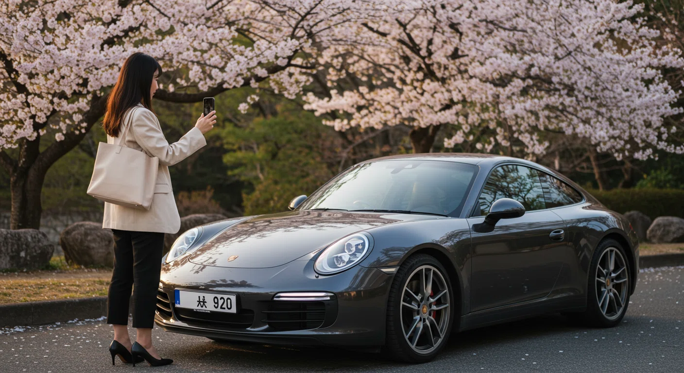 インスタグラムで愛車との思い出を共有する女性