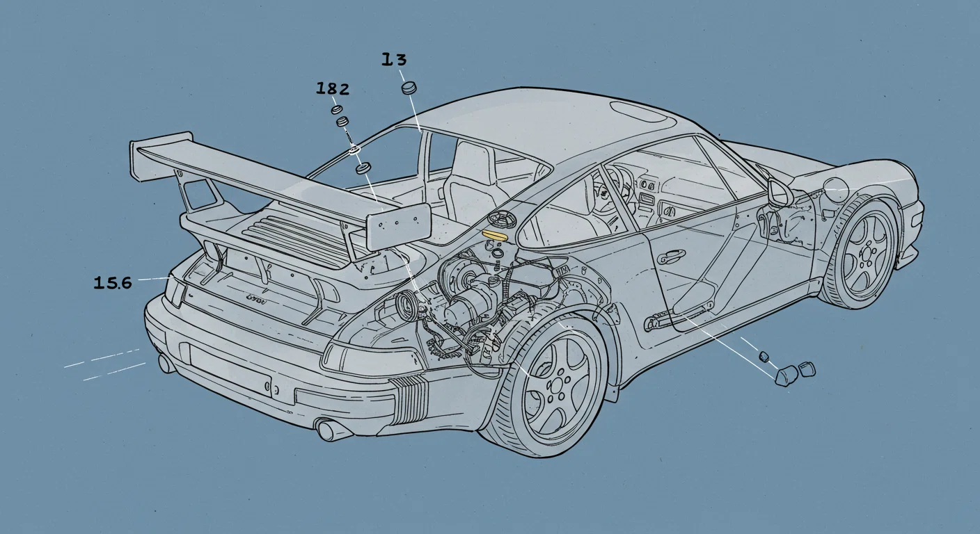 ポルシェ911のリアウイング駆動メカニズムの模式図