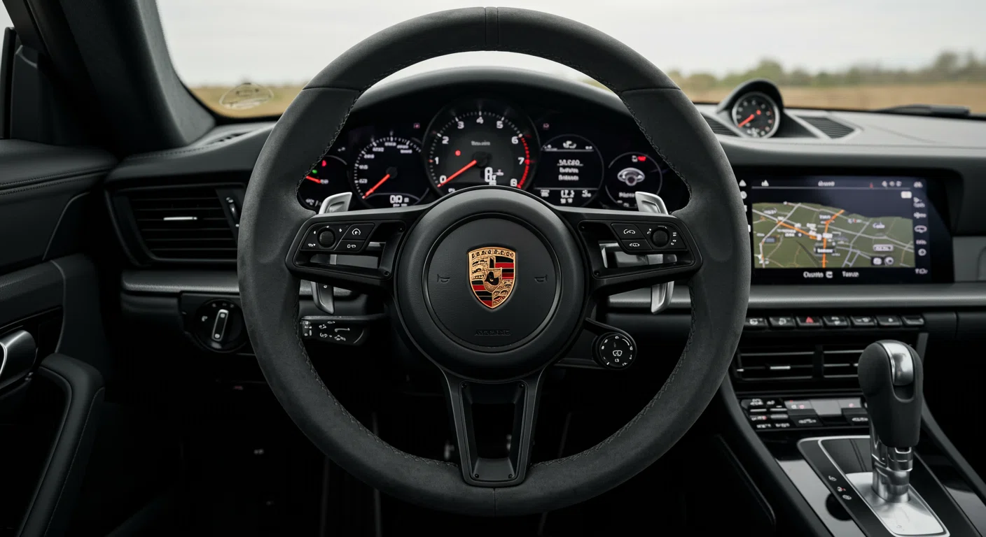 ポルシェ911の運転席とPDKパドルシフト