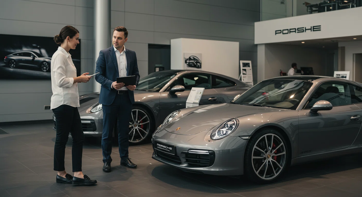 ポルシェ911オーナーとディーラーの商談シーン