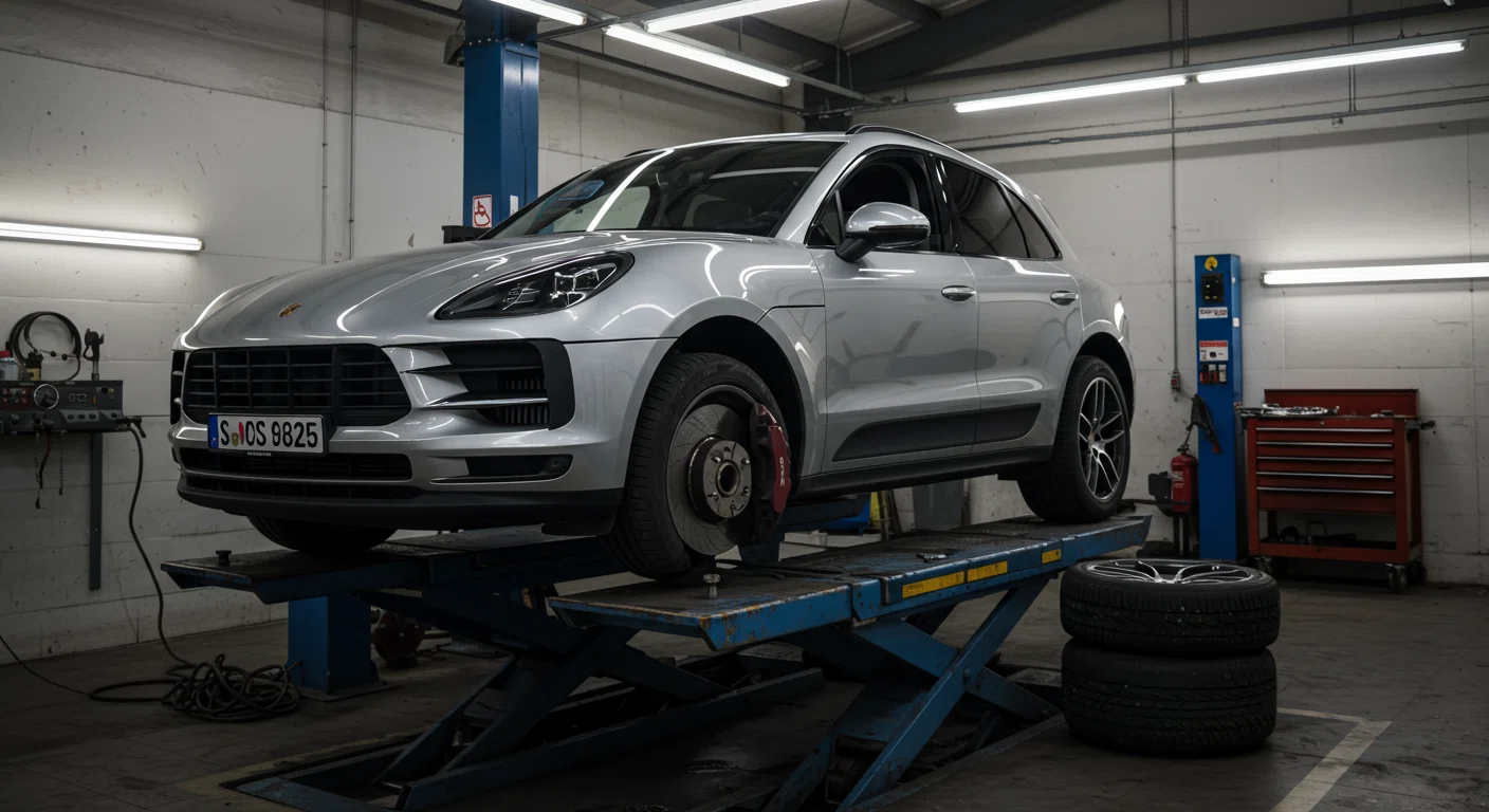 ポルシェセンターでのタイヤ交換作業
