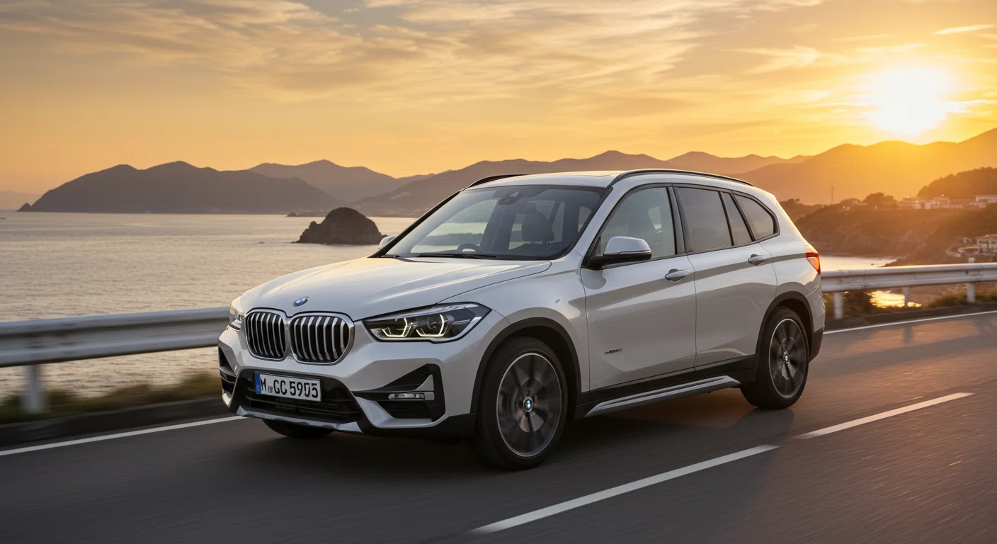 BMW X1の走行シーン夕景