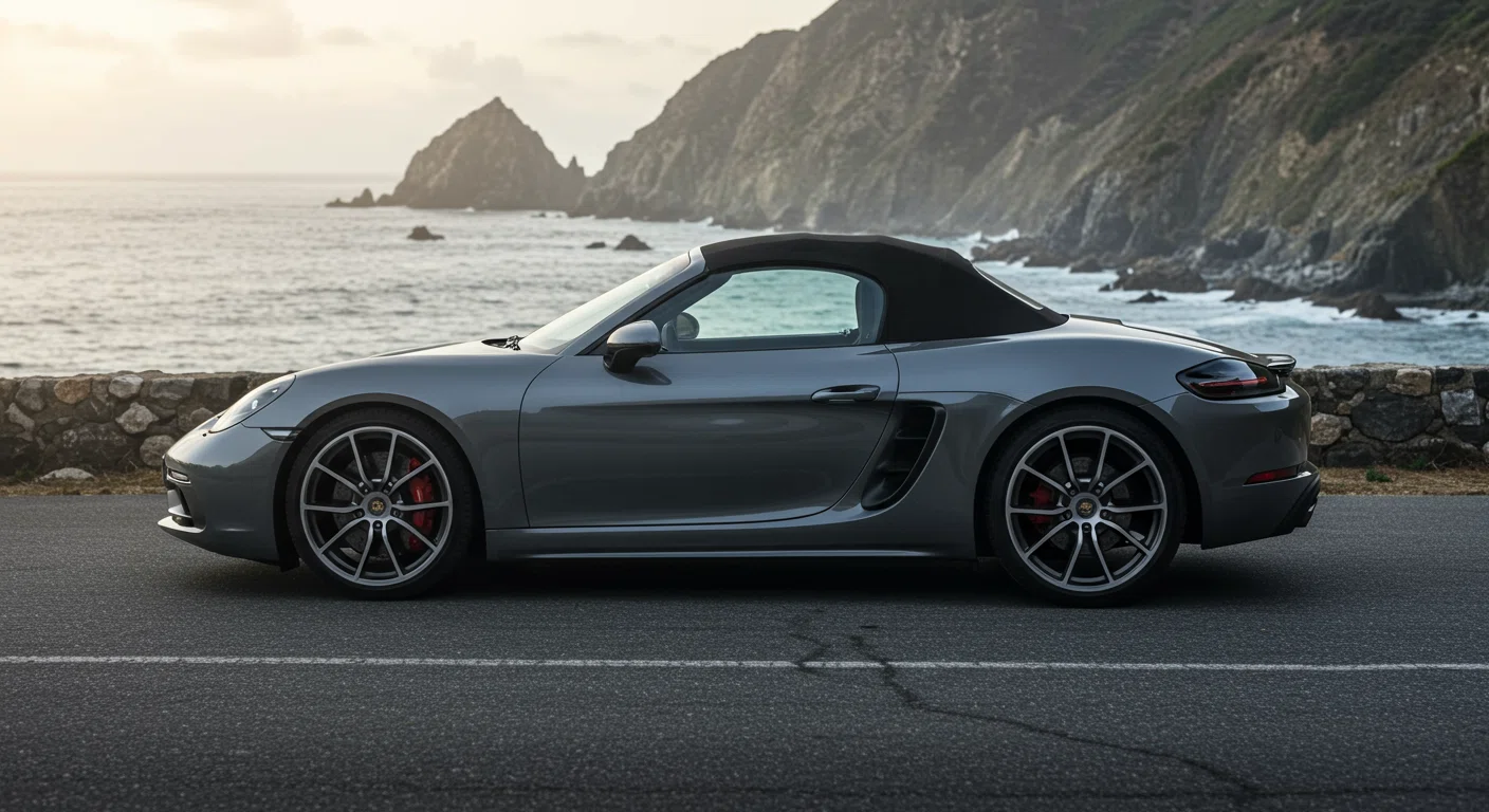 ポルシェ718ボクスターのオープンルーフとスポーティなデザインを強調した画像