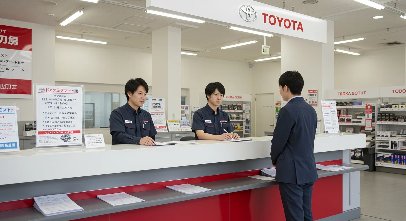 トヨタディーラーでの保証交渉の様子