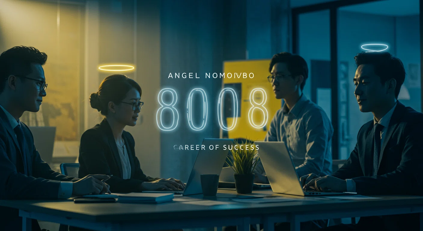 エンジェルナンバー8008と仕事の関係を表現したプロフェッショナルな雰囲気の画像
