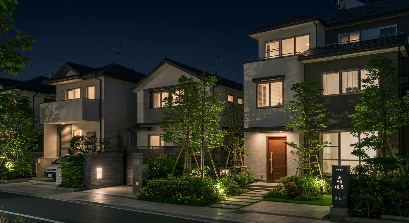 夜間の高級住宅街