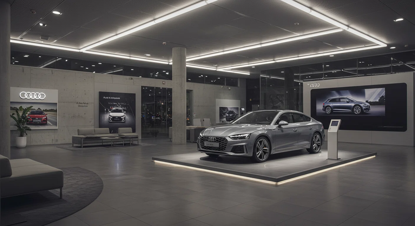 アウディショールームでの新型A5展示