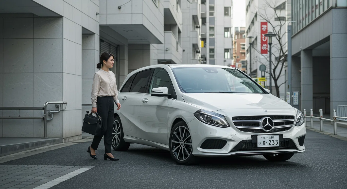 ベンツBクラスと女性ドライバー,ベンツ,Bクラス,貧乏人