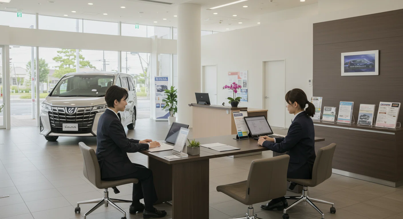 ディーラーでの商談シーン,アルファード残クレが“地獄化”する瞬間|見逃せない7つの注意点