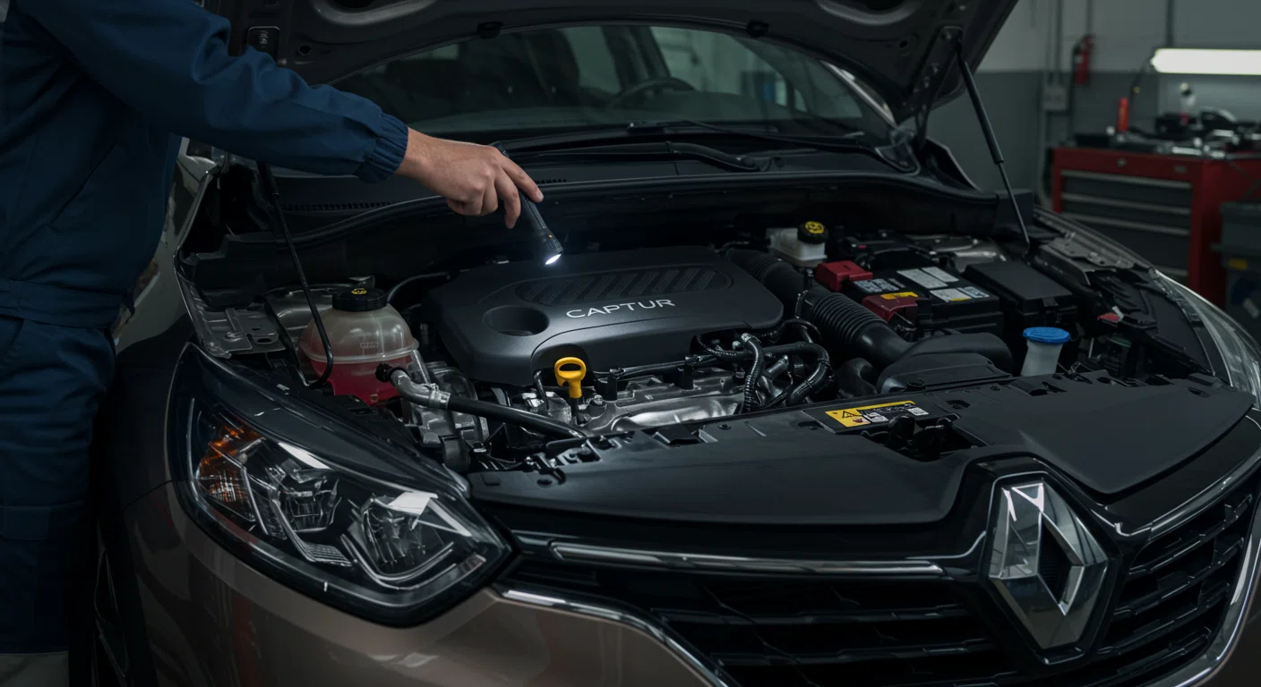 ルノー キャプチャーのエンジンルーム点検の様子,ルノー キャプチャー中古車の価格交渉術|実体験から学ぶ値引きのコツ