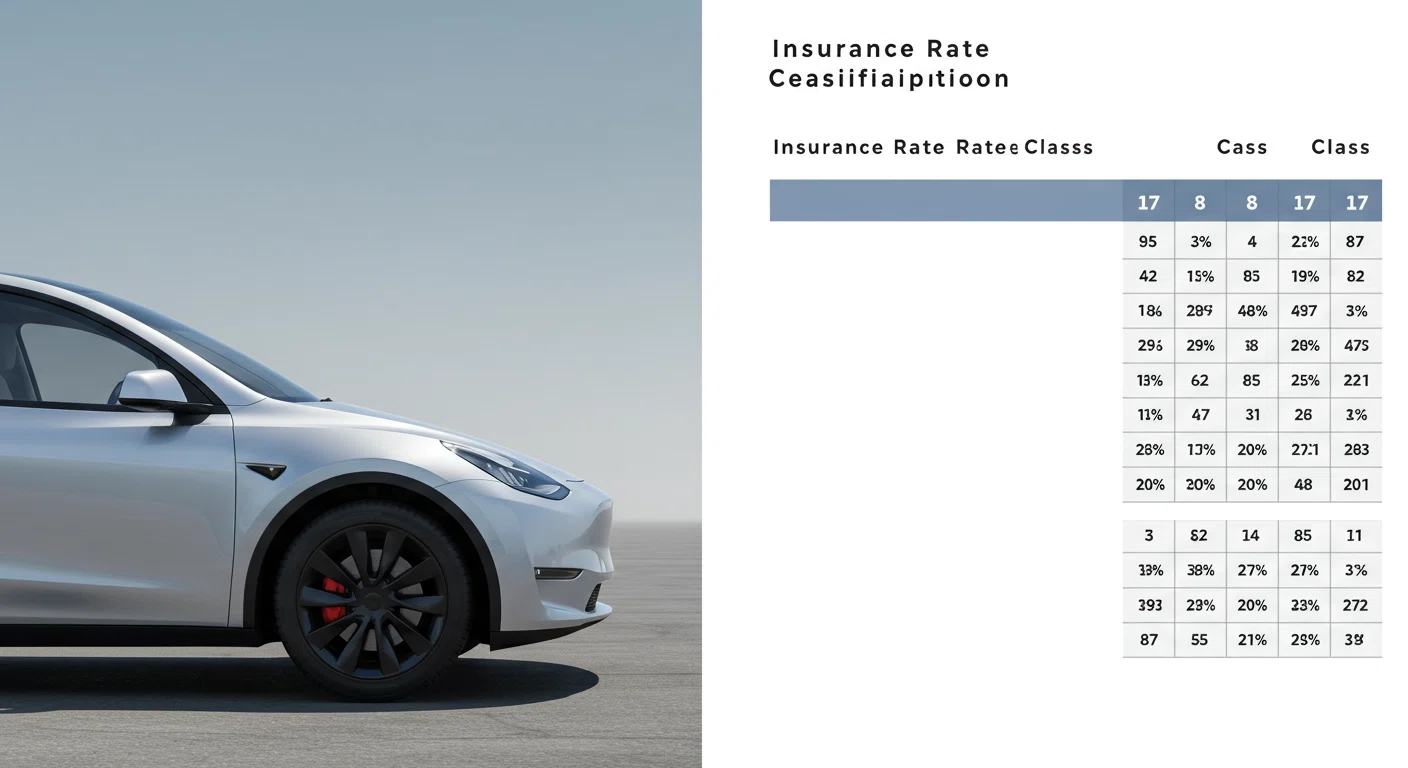 テスラ モデルYと保険料率表のイメージ