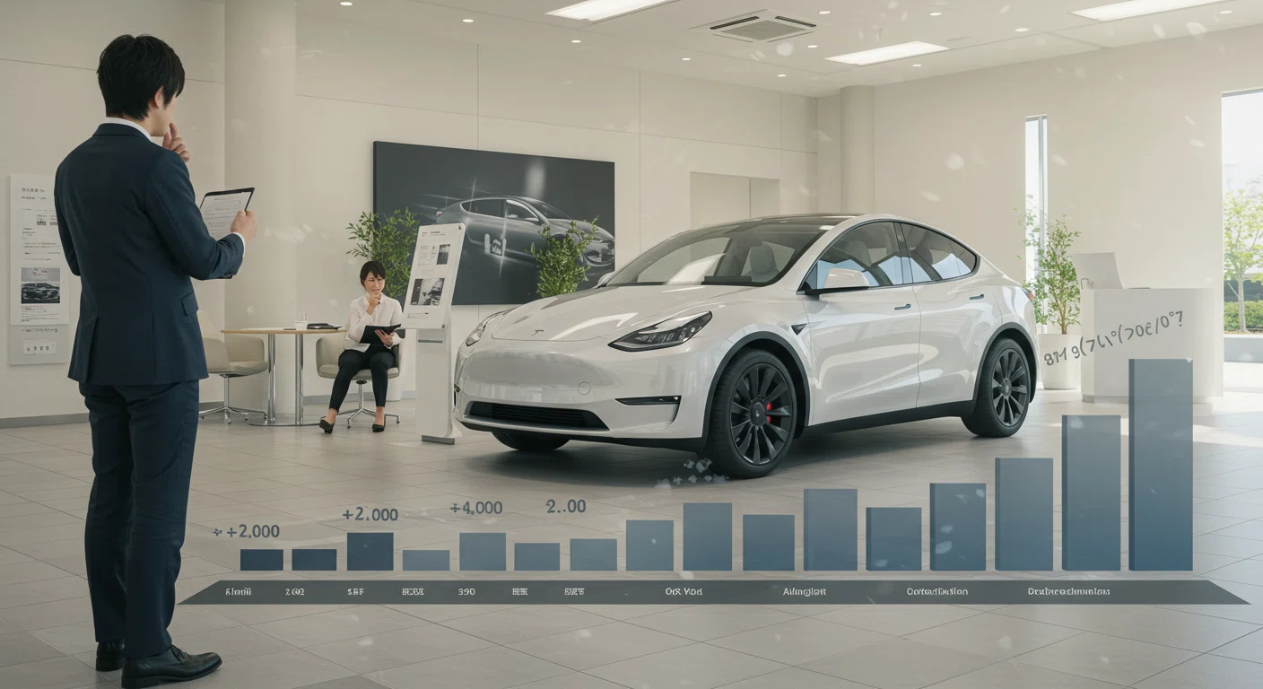 テスラ,モデルY, は頭金なしでも買える,ローン審査,残価設定ローンの仕組みを表すイメージ