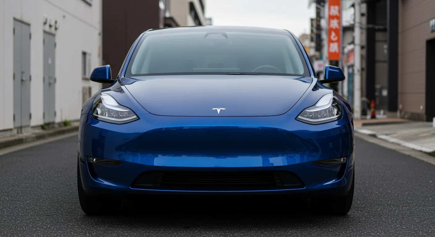 テスラ,モデルY, は頭金なしでも買える,ローン審査,コツと注意点,テスラ モデルY の正面からの美しいデザイン