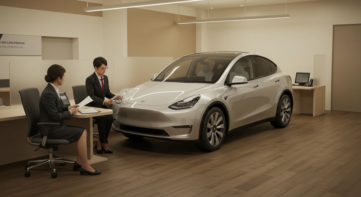 テスラ,モデルY, は頭金なしでも買える,ローン審査,コツと注意点,テスラ購入のためのカーローン審査イメージ