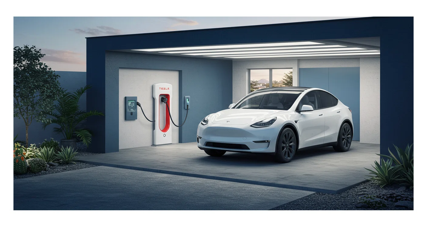 テスラ,Model Y,モデル,維持費,ローン返済,充電コスト,テスラ Model Y の外観と特徴を示すイラスト,テスラ モデルY の維持費の内訳を示すイラスト