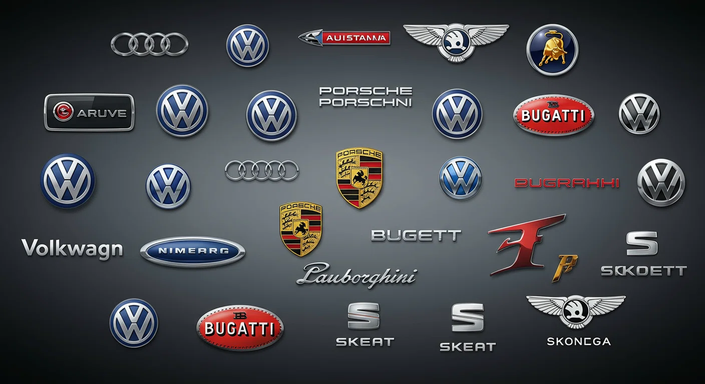 VWグループの主要ブランドロゴが集まった画像