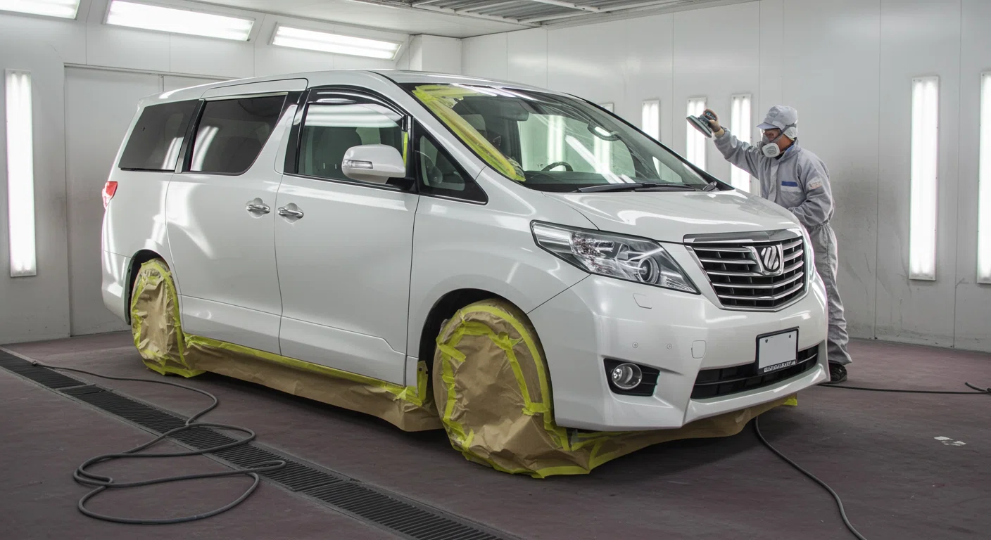 自動車の全塗装作業の様子