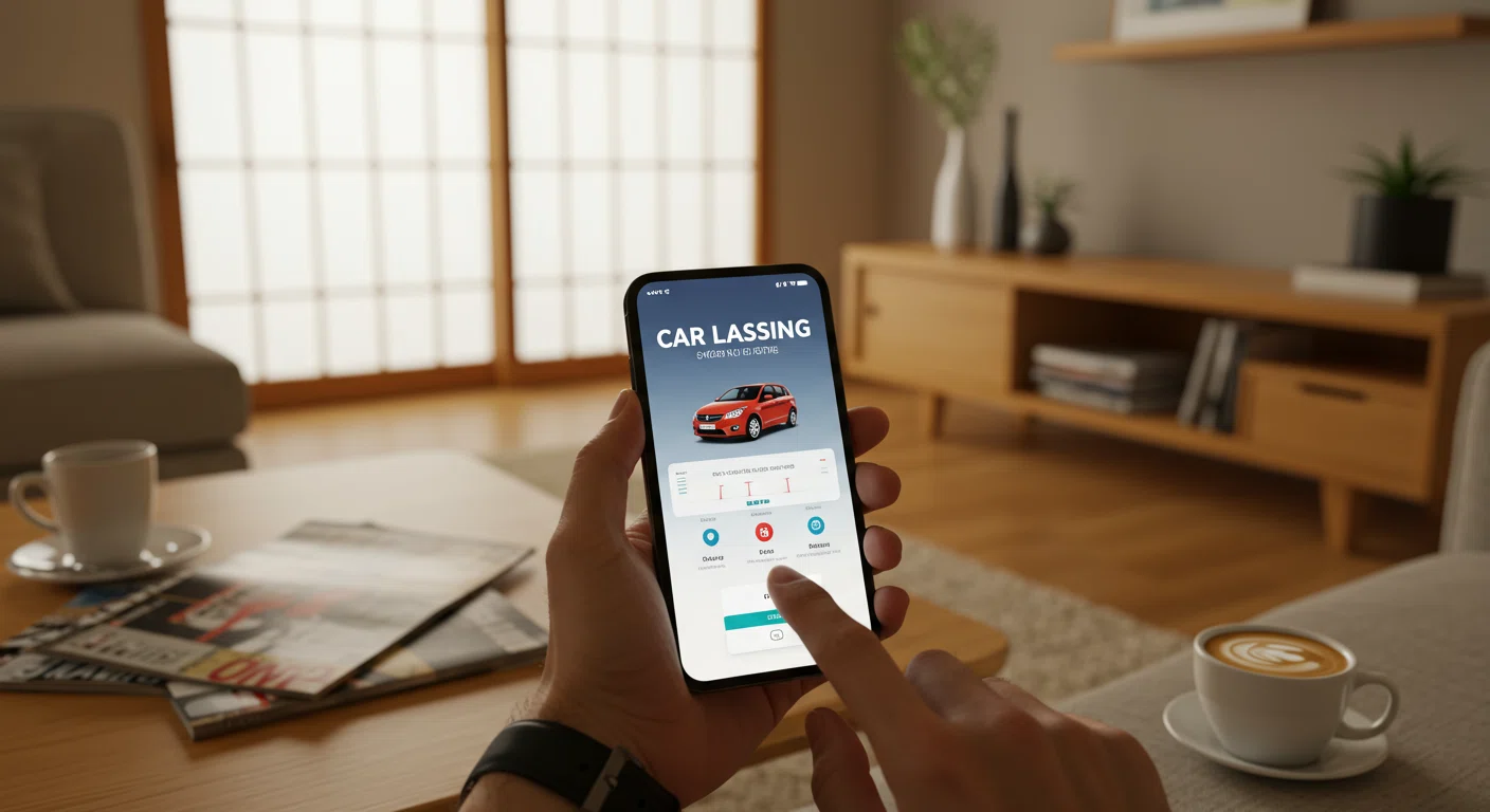 スマートフォンでカーリースを検討する様子