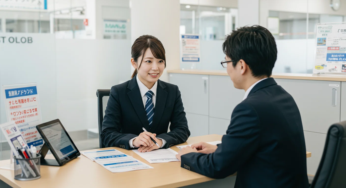 自動車保険の契約内容について説明する担当者