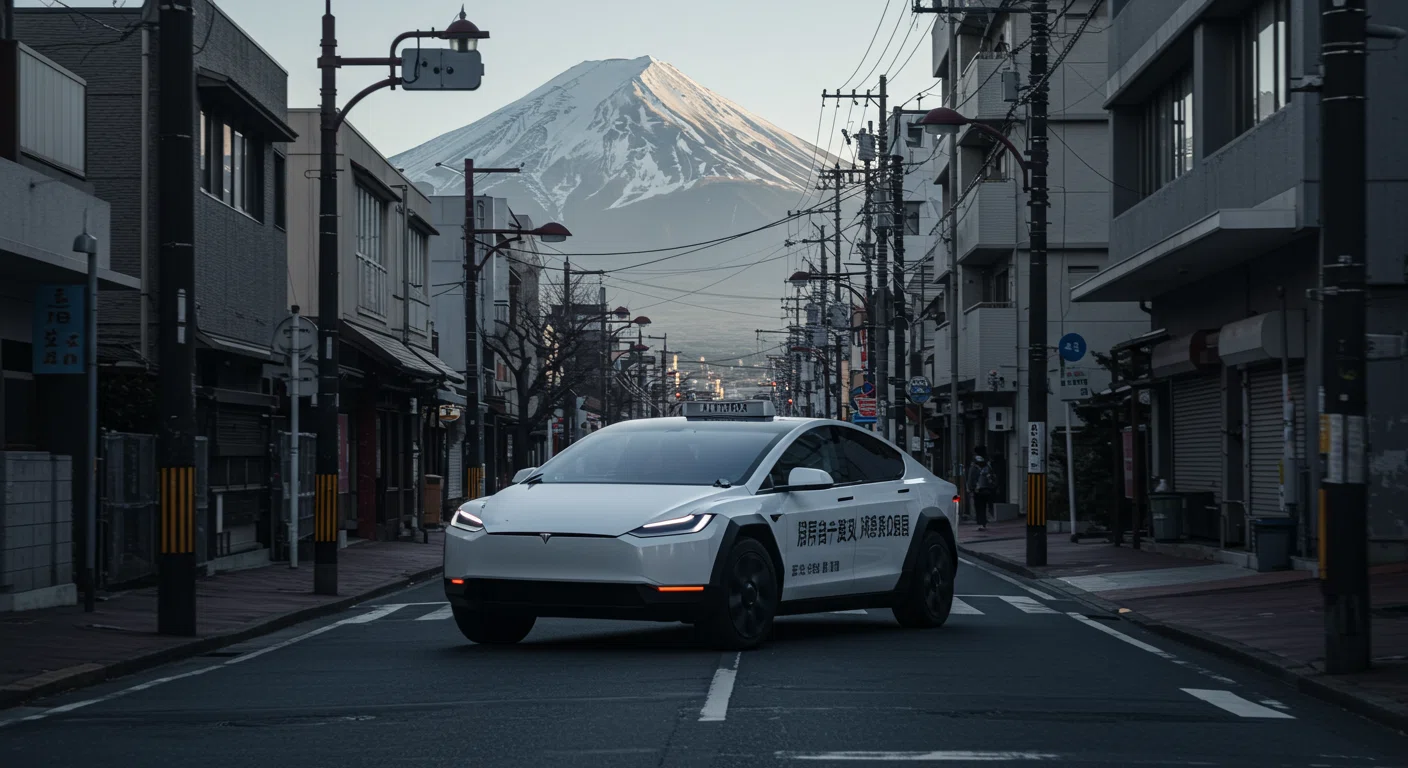 日本の都市部でテスト走行するテスラCybercab
