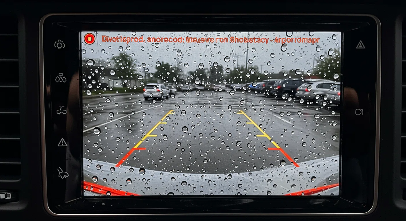 雨の日のバックカメラ映像が見えにくい様子