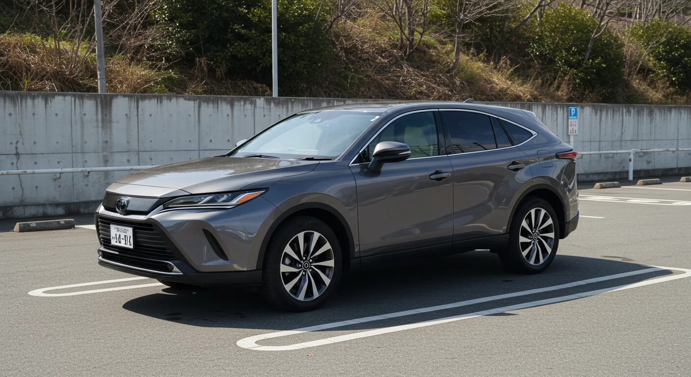 新型ハリアーのサイズ感を一般的な駐車スペースと比較した様子