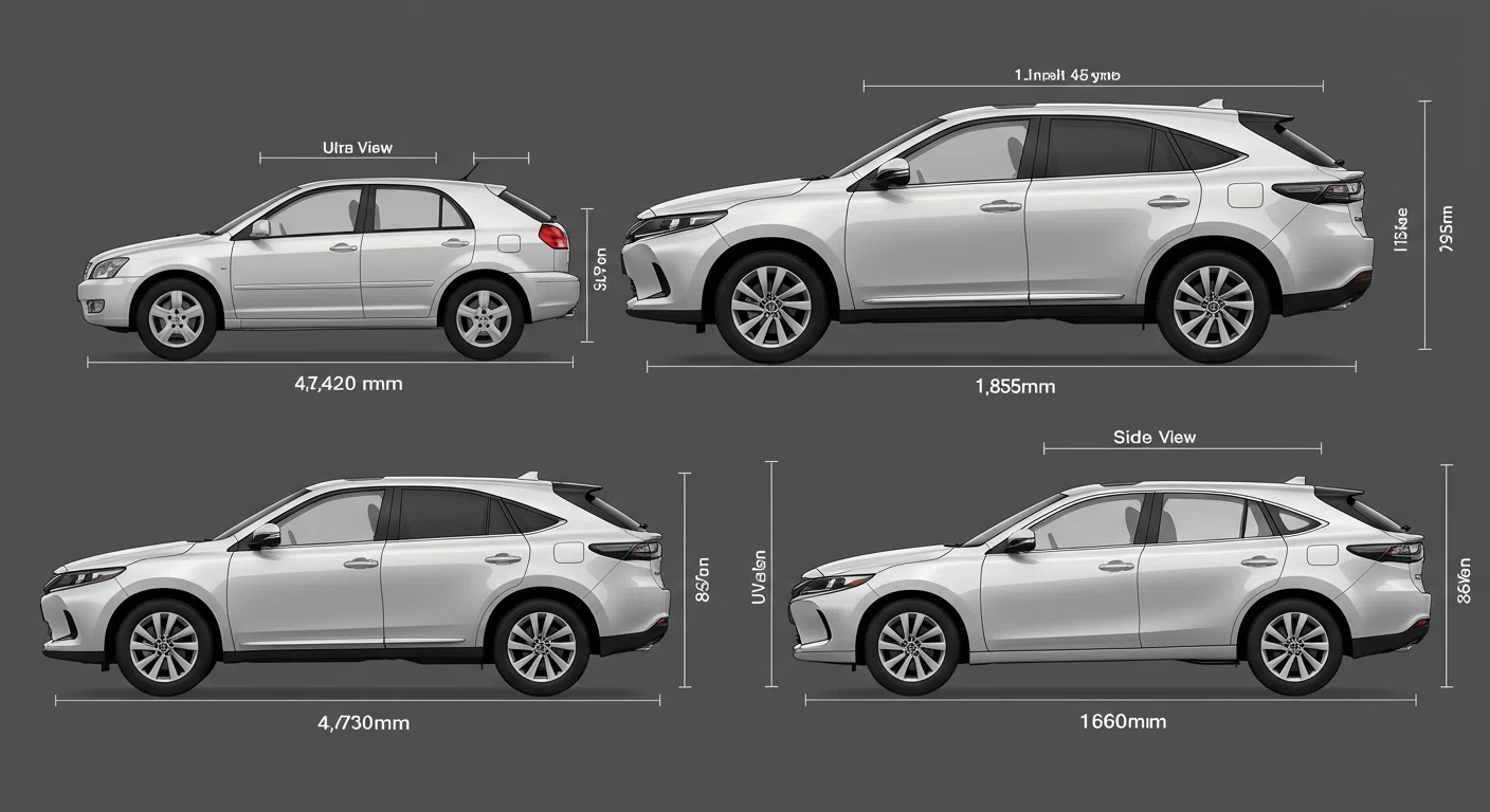 新型ハリアーと一般的な車種のサイズ比較図