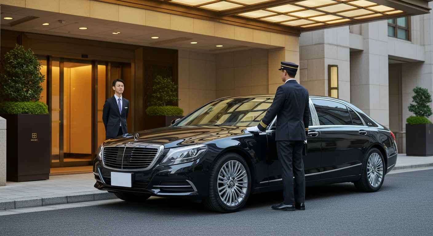 VIP対応する運転手と高級車