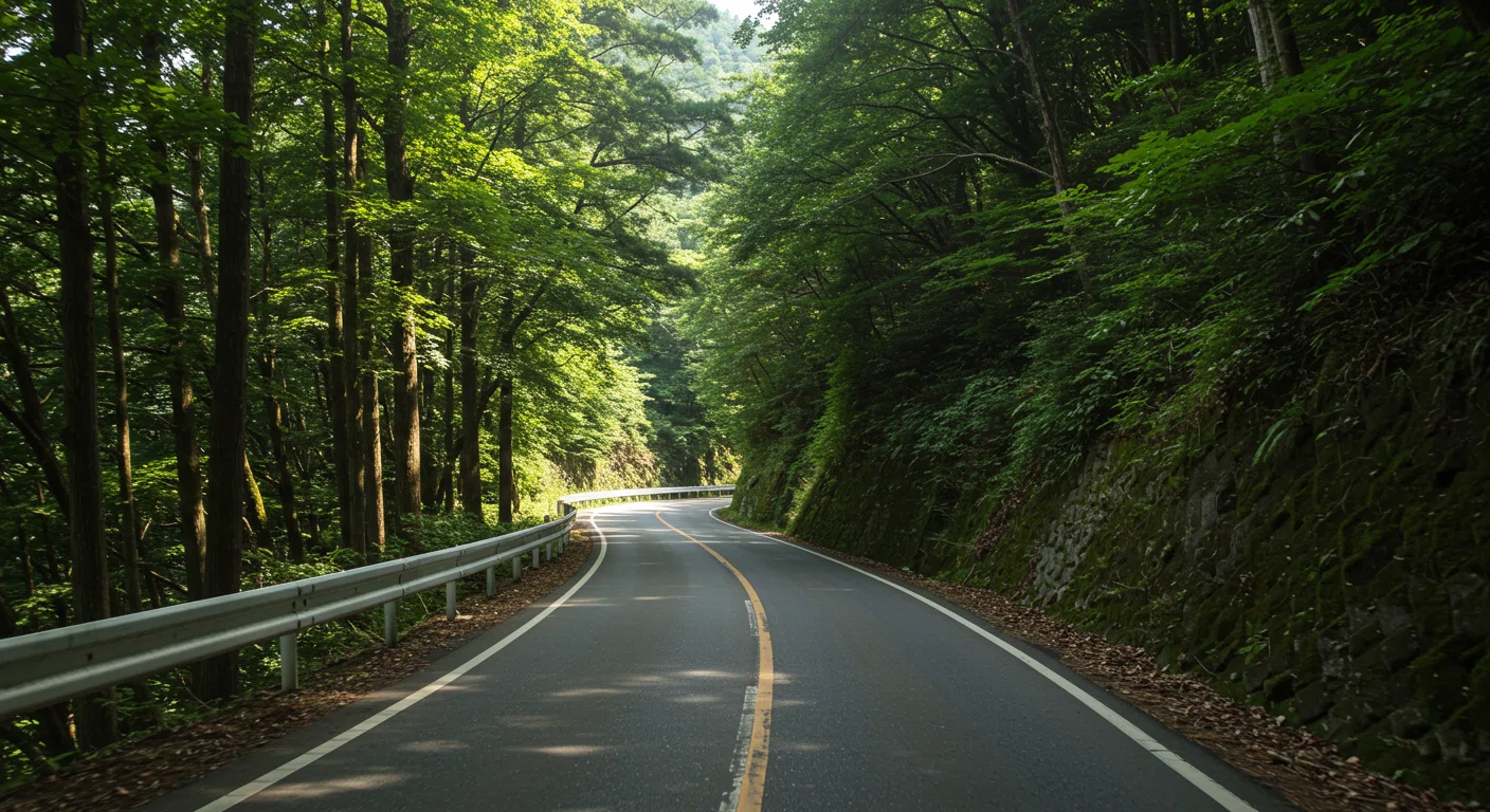 ヤビツ峠の狭い道路区間
