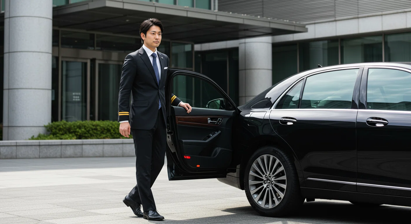 黒塗りの高級車と役員運転手