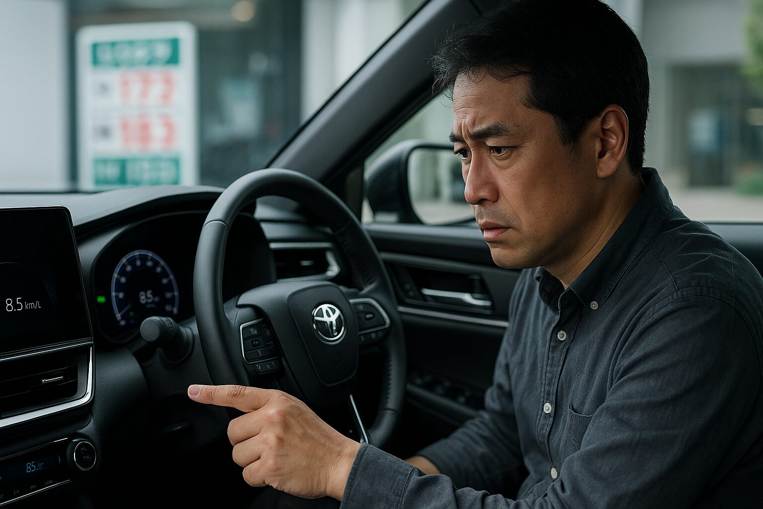 燃費性能不安: 燃費を気にするファミリー世代の父親