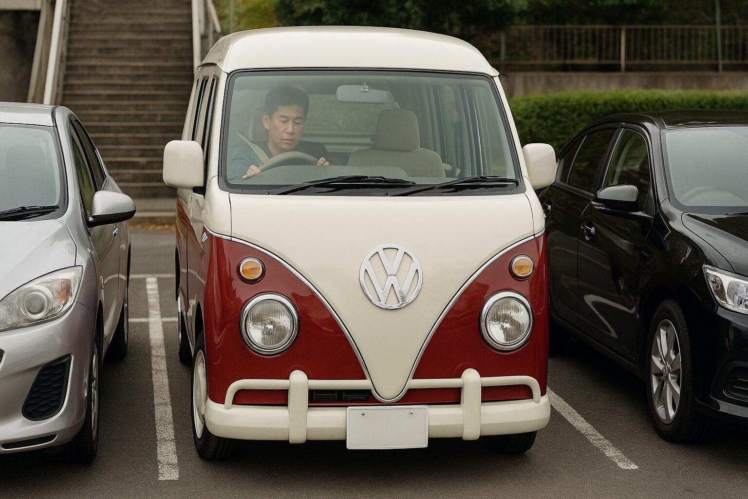 ワーゲンバス仕様で後悔した3つのポイント: 駐車場での取り回しの難しさ(実際の駐車シーン)