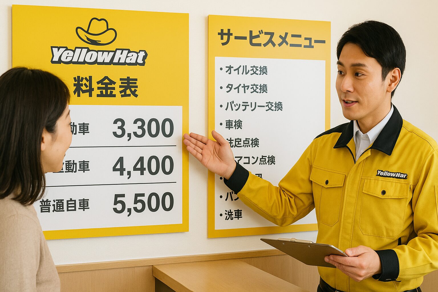 イエローハットの料金表示と価格システムを分かりやすく示すイメージ