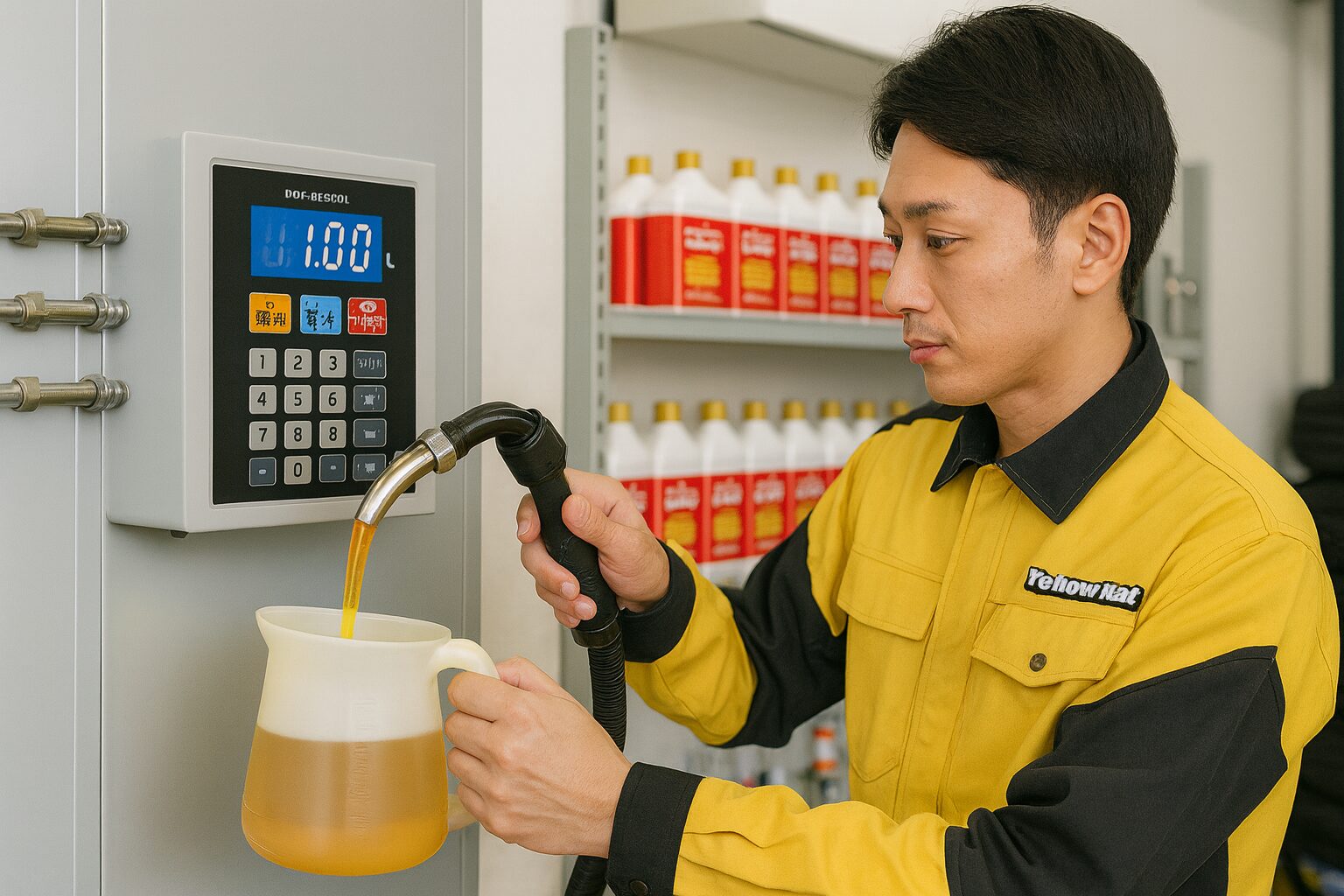 量り売りオイルシステムの実際の作業風景