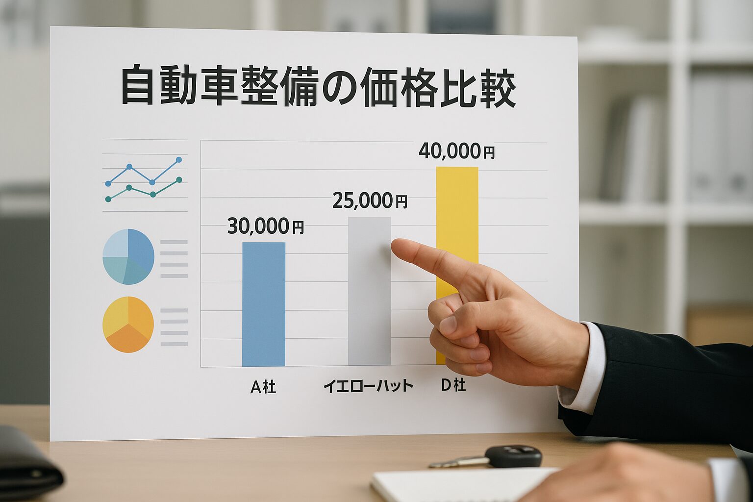 複数のカー用品店の価格比較表やグラフ
