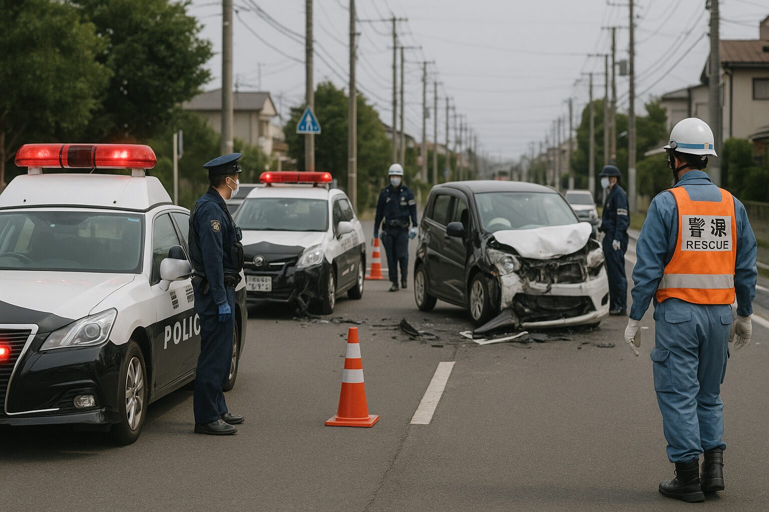 交通事故現場の緊急対応を表現