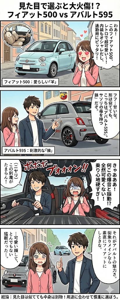 なぜセレブに選ばれる?アバルト595とフィアット500の5つの決定的な違い