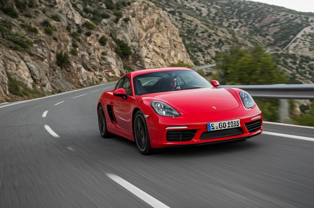 ワインディングロードを走るポルシェ