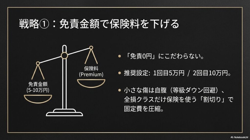 保険料を抑える「免責金額」と「限定カバー」の賢い設定