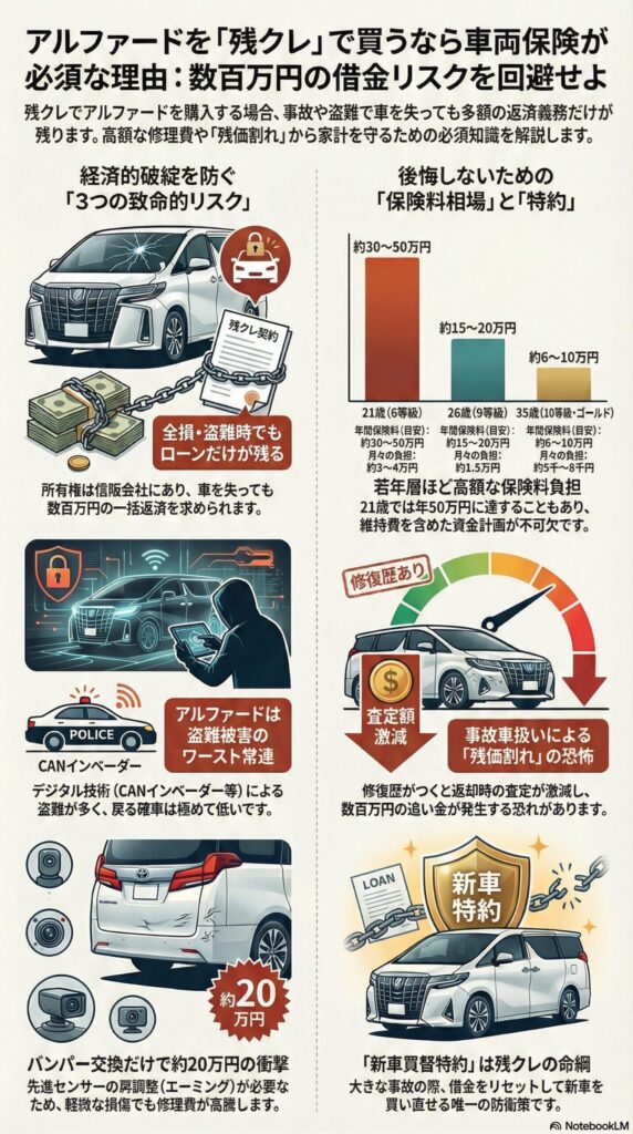 アルファード残クレで車両保険は必須？加入判断のポイントと注意点