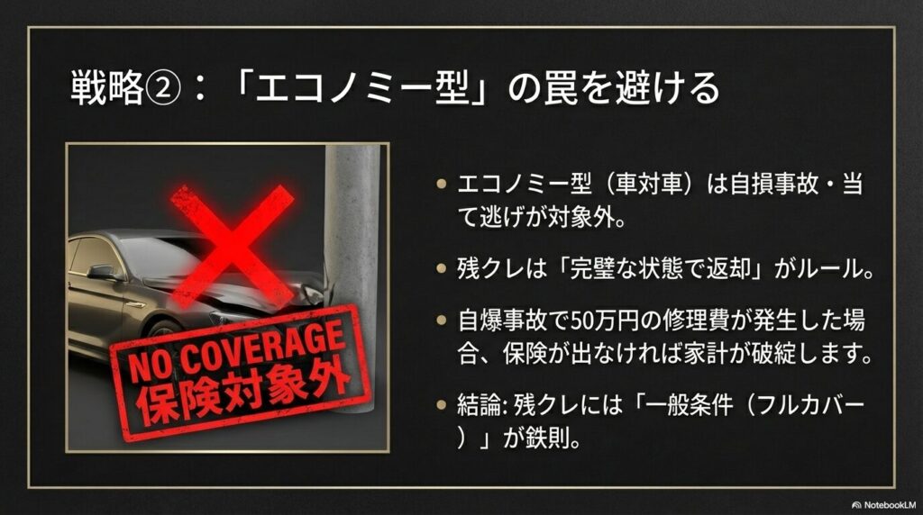 「車対車＋A（エコノミー）」への変更は慎重に