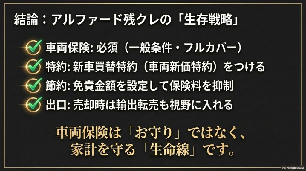 アルファード残クレで車両保険は「生命線」